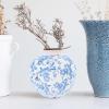 imageCreative CoOp DF2720 8quot H Terracotta Floral Transferware Pattern ampamp Crackle Finish Vase BlueVase
