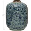 imageCreative CoOp Decorative Round TerraCotta Vase with Floral Pattern with Distressed Finish Blue