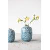 imageCreative CoOp Decorative Round TerraCotta Vase with Floral Pattern with Distressed Finish Blue