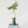 imageCreative CoOp Stoneware Hand Ruffled Shirt Sleeve Green and White Vases 4quot L x 4quot W x 12quot H