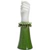 imageCreative CoOp Stoneware Hand Ruffled Shirt Sleeve Green and White Vases 4quot L x 4quot W x 12quot H