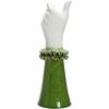 imageCreative CoOp Stoneware Hand Ruffled Shirt Sleeve Green and White Vases 4quot L x 4quot W x 12quot H