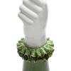 imageCreative CoOp Stoneware Hand Ruffled Shirt Sleeve Green and White Vases 4quot L x 4quot W x 12quot H