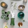 imageCreative CoOp Stoneware Hand Ruffled Shirt Sleeve Green and White Vases 4quot L x 4quot W x 12quot H