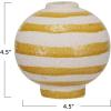 imageCreative CoOp Striped Stoneware Vase with Sphere Shape and Footed Base Yellow and White
