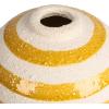 imageCreative CoOp Striped Stoneware Vase with Sphere Shape and Footed Base Yellow and White