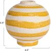 imageCreative CoOp Striped Stoneware Vase with Sphere Shape and Footed Base Yellow and White