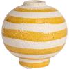 imageCreative CoOp Striped Stoneware Vase with Sphere Shape and Footed Base Yellow and White