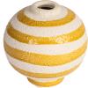 imageCreative CoOp Striped Stoneware Vase with Sphere Shape and Footed Base Yellow and White
