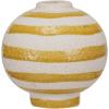 imageCreative CoOp Striped Stoneware Vase with Sphere Shape and Footed Base Yellow and White