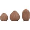 imageCreative CoOp White Stoneware Vases with Textured Black Polka Dots Set of 3 SizesBrown