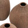 imageCreative CoOp White Stoneware Vases with Textured Black Polka Dots Set of 3 SizesBrown