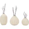 imageCreative CoOp White Stoneware Vases with Textured Black Polka Dots Set of 3 SizesWhite