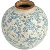 imageCreative CoOp DF2720 8quot H Terracotta Floral Transferware Pattern ampamp Crackle Finish Vase BlueVase