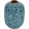 imageCreative CoOp Decorative Round TerraCotta Vase with Floral Pattern with Distressed Finish Blue