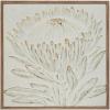 imageCreative CoOp Wood Framed Metal Wall Dcor with Embossed Protea and Brush Finish Antique White and Gold