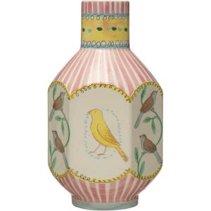 imageCreative CoOp Ceramic Vase with Painted Bird Designs Multicolor