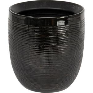 imageCreative CoOp Coastal Embossed Textured Stoneware Planter BlackMatte Black