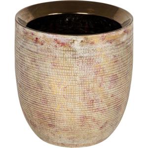 imageCreative CoOp Coastal Embossed Textured Stoneware Planter BlackMetallic Gold