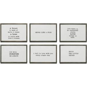 imageCreative CoOp Metal and Glass Table Frames with Inspirational Quotes Grey Set of 6