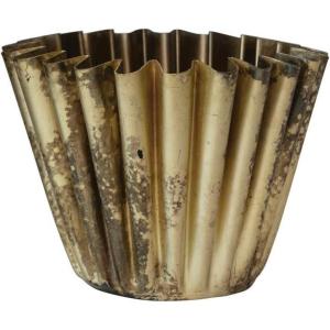 imageCreative CoOp Pleated Metal Vase Antique Brass FinishBrass