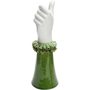 imageCreative CoOp Stoneware Hand Ruffled Shirt Sleeve Green and White Vases 4quot L x 4quot W x 12quot H