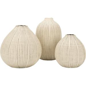 imageCreative CoOp White Stoneware Vases with Textured Black Polka Dots Set of 3 SizesWhite