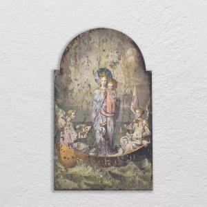 imageVintage Mary ampamp Angels Image on Decorative Wood Wall Dcor