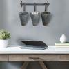 imageCreative CoOp Antiqued Metal Wall Rack with 3 Hanging Tin Pots