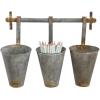 imageCreative CoOp Antiqued Metal Wall Rack with 3 Hanging Tin Pots