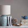 imageCreative CoOp DF4157 Coastal Aqua Blue Ceramic Stoneware Table Lamp with Natural Ivory Linen Shade Reactive Glaze Finish