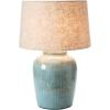 imageCreative CoOp DF4157 Coastal Aqua Blue Ceramic Stoneware Table Lamp with Natural Ivory Linen Shade Reactive Glaze Finish