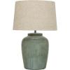 imageCreative CoOp DF4157 Coastal Aqua Blue Ceramic Stoneware Table Lamp with Natural Ivory Linen Shade Reactive Glaze Finish