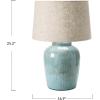 imageCreative CoOp DF4157 Coastal Aqua Blue Ceramic Stoneware Table Lamp with Natural Ivory Linen Shade Reactive Glaze Finish