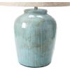 imageCreative CoOp DF4157 Coastal Aqua Blue Ceramic Stoneware Table Lamp with Natural Ivory Linen Shade Reactive Glaze Finish