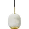 imageCreative CoOp Embossed Glass Shade Lamp with Brass Accents Clear and Gold PendantOpaque White