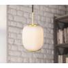 imageCreative CoOp Embossed Glass Shade Lamp with Brass Accents Clear and Gold PendantOpaque White