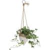 imageCreative CoOp Medium White Stoneware Hanging Planter with Jute RopeMedium