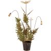 imageCreative CoOp Metal Poppy Flower Candle Holder in Cement Pot Distressed White and Green