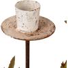 imageCreative CoOp Metal Poppy Flower Candle Holder in Cement Pot Distressed White and Green