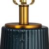 imageCreative CoOp Ribbed Glass Table Lamp with Tapered Drum Shade GreenDeep Blue