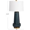 imageCreative CoOp Ribbed Glass Table Lamp with Tapered Drum Shade GreenDeep Blue