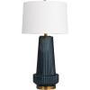 imageCreative CoOp Ribbed Glass Table Lamp with Tapered Drum Shade GreenDeep Blue