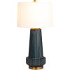 imageCreative CoOp Ribbed Glass Table Lamp with Tapered Drum Shade GreenDeep Blue