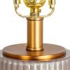 imageCreative CoOp Ribbed Glass Table Lamp with Tapered Drum Shade GreenGray