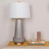 imageCreative CoOp Ribbed Glass Table Lamp with Tapered Drum Shade GreenGray