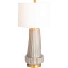 imageCreative CoOp Ribbed Glass Table Lamp with Tapered Drum Shade GreenGray