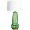 imageCreative CoOp Ribbed Glass Table Lamp with Tapered Drum Shade GreenGreen