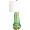 imageCreative CoOp Ribbed Glass Table Lamp with Tapered Drum Shade GreenGreen