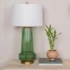imageCreative CoOp Ribbed Glass Table Lamp with Tapered Drum Shade GreenGreen
